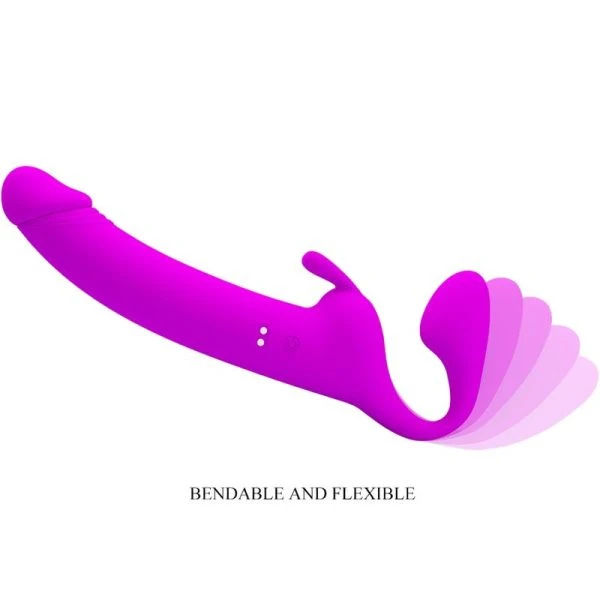 Pretty Love Zanini Strapless Strap-On with 10 Vibrations, Purple