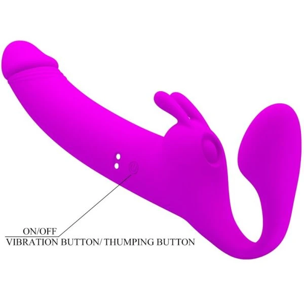 Pretty Love Zanini Strapless Strap-On with 10 Vibrations, Purple
