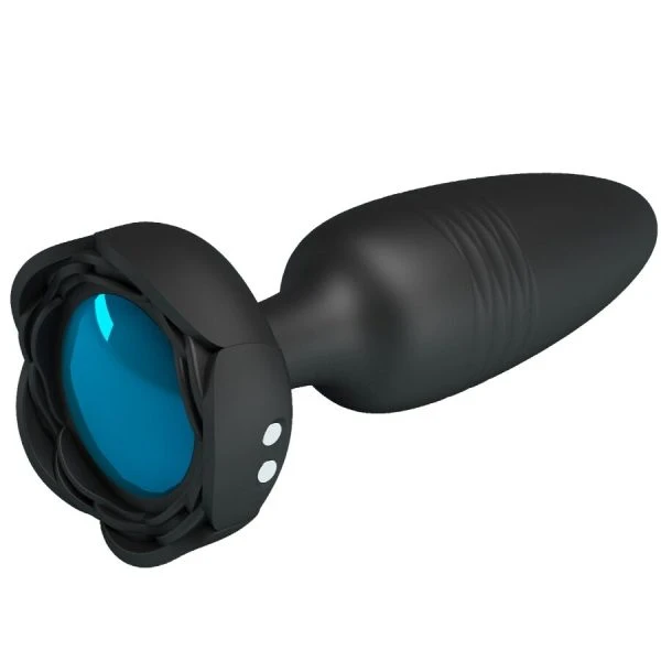 Pretty Love Tarion Anal Plug with LED Light and Vibration, Black Silicone