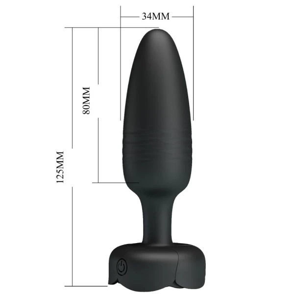 Pretty Love Tarion Anal Plug with LED Light and Vibration, Black Silicone