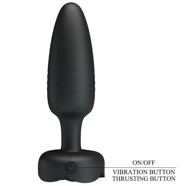 Pretty Love Tarion Anal Plug with LED Light and Vibration, Black Silicone