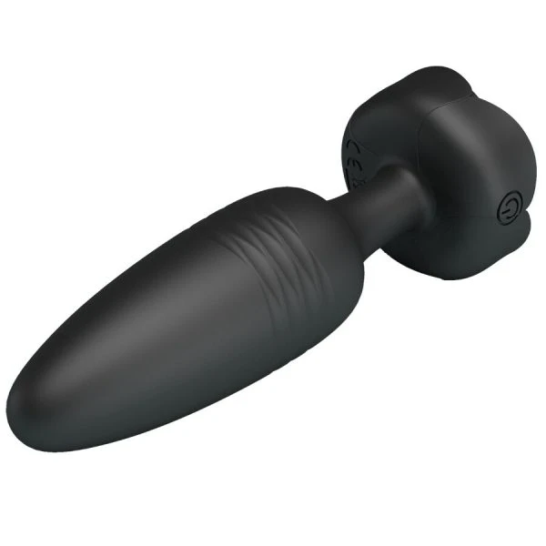 Pretty Love Tarion Anal Plug with LED Light and Vibration, Black Silicone