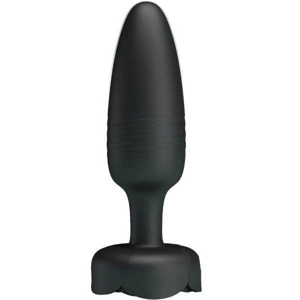 Pretty Love Tarion Anal Plug with LED Light and Vibration, Black Silicone