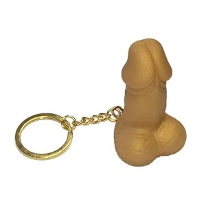 Diablo Picante Keychain in Penis Shape, Gold-Colored