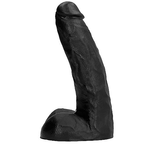 All Black Natural Dildo with Veining, PVC