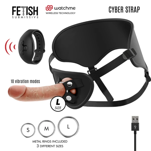 img_109606_180efc1e7642dacb5f76770b6cf60c93_1.png Fetish Submissive Cyber Strap Harness met Dildo en Watchme-afstandsbediening