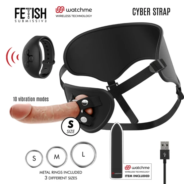 img_109624_d419f275556e923fef595328ccead93d_1.png Fetish Submissive Cyber Strap riem met dildo en afstandsbedieningstrilling