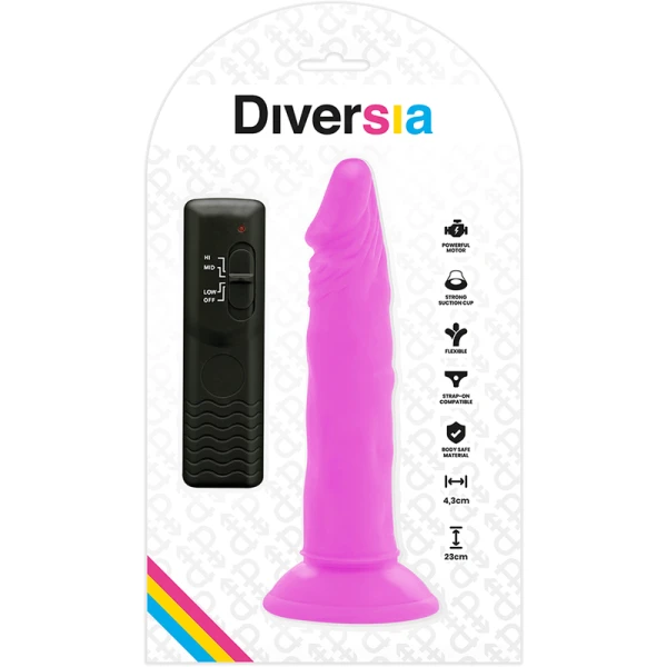 Diversia Flexibele Vibrerende Dildo met Afstandsbediening Paars 23 cm
