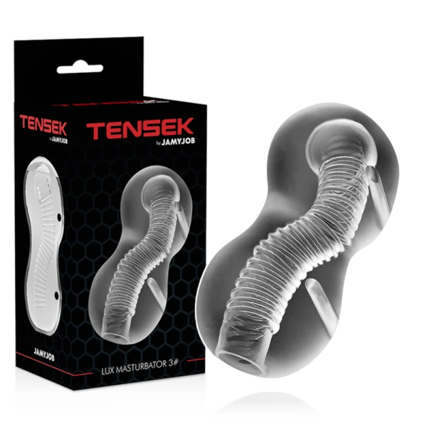 Jamyjob Extreme Tensek 3 Masturbator met Vibratie, transparant