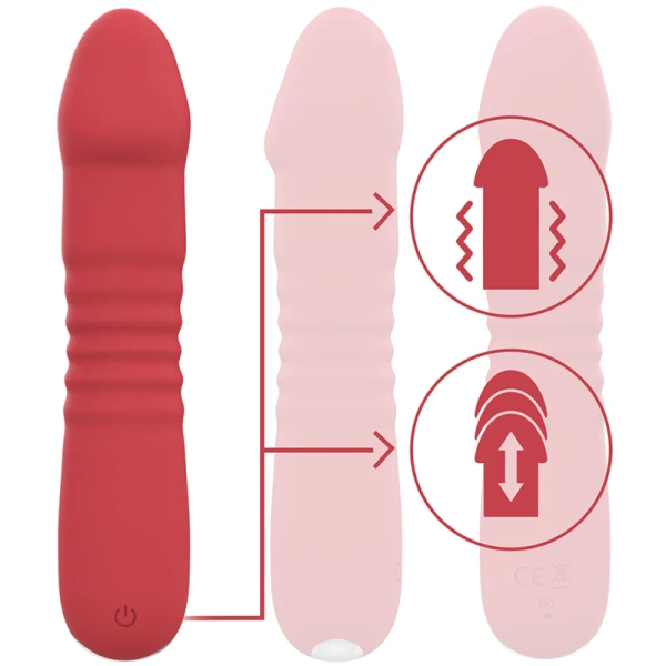 Intense Juni Up & Down Vibrator with 10 Vibrations, red