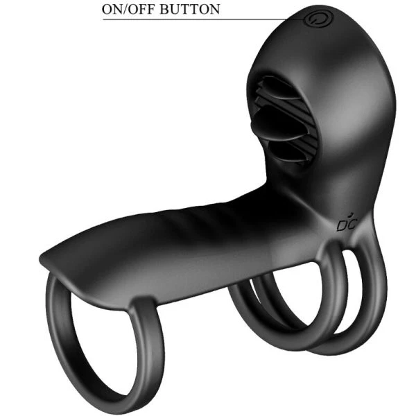 Pretty Love Jammy Penis Sleeve with 12 Vibrations and Rechargeable Silicone Tongue