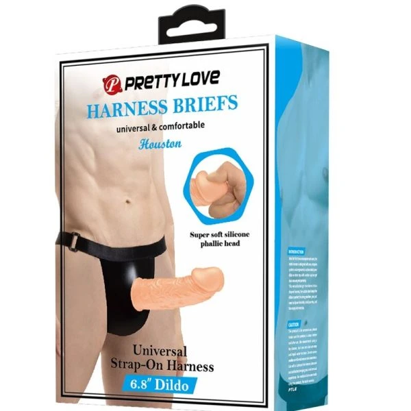 Pretty Love Strap-On-Harnas met dildo inbegrepen, bruin