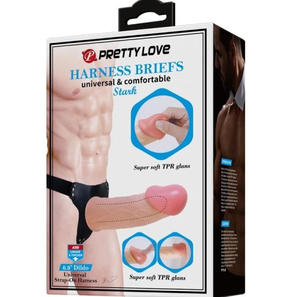 Pretty Love Strap-On Harness with Hollow Dildo and Veining