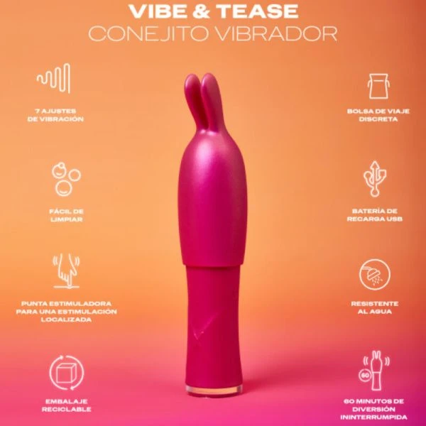Durex Vibe & Tease Bunny-vibrator met clitorisstimulator en 7 standen Durex Vibe & Tease Bunny-vibrator met clitorisstimulator en 7 standen