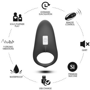 Armony Shark Vibratorring voor paren met afstandsbediening Zwart Armony Shark Vibratorring voor paren met afstandsbediening Zwart - Afbeelding 4
