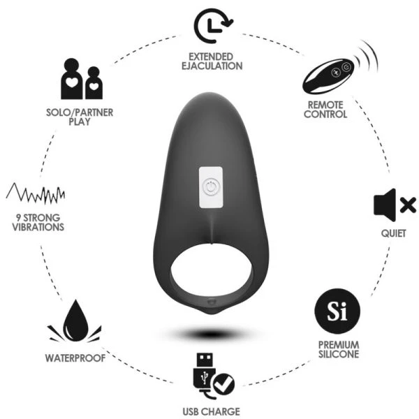 Armony Shark Vibratorring voor paren met afstandsbediening Zwart Armony Shark Vibratorring voor paren met afstandsbediening Zwart