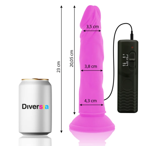 Diversia Flexibele Vibrerende Dildo met Afstandsbediening Paars 23 cm