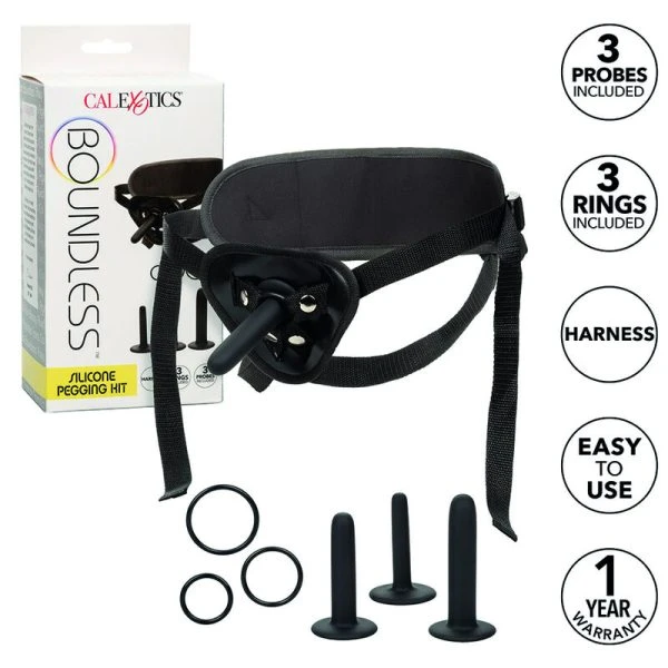 Calexotics Boundless Siliconen Pegging-set met 3 inlegstukken en universeel harnas