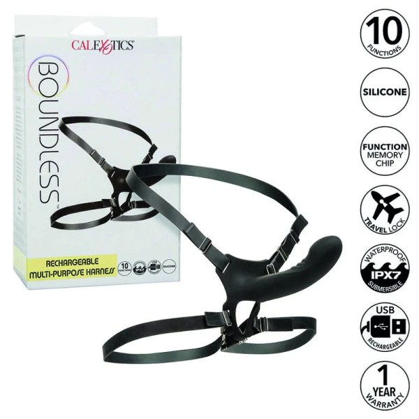 Calexotics Boundless oplaadbaar multifunctioneel strap-on met 10 trillingsstanden Calexotics Boundless oplaadbaar multifunctioneel strap-on met 10 trillingsstanden
