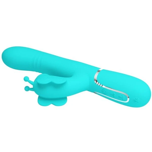 Pretty Love Multifunction Rabbit Vibrator 4 in 1 with Clitoral Stimulator Aqua Green