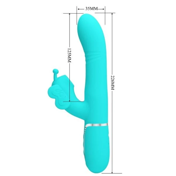 Pretty Love Multifunction Rabbit Vibrator 4 in 1 with Clitoral Stimulator Aqua Green