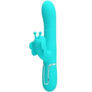Pretty Love Multifunction Rabbit Vibrator 4 in 1 with Clitoral Stimulator Aqua Green