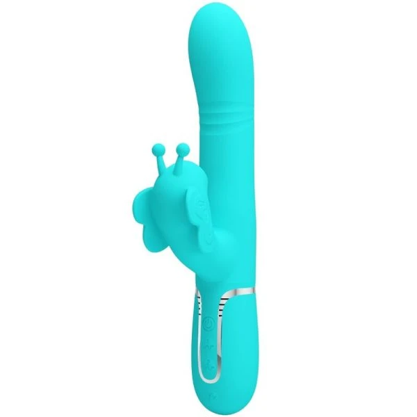 Pretty Love Multifunction Rabbit Vibrator 4 in 1 with Clitoral Stimulator Aqua Green
