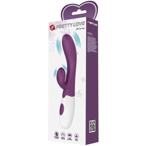 Pretty Love Alvis Rabbit Vibrator with Clitoral Stimulator, purple