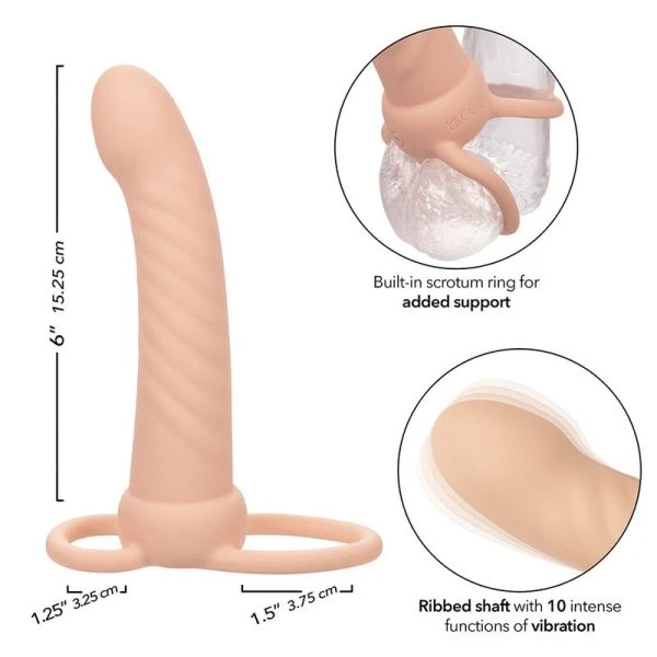 Calexotics Maxx Ribbed Dual Penetrator with 10 vibrations, silicone Calexotics Maxx Ribbed Dual Penetrator with 10 vibrations, silicone