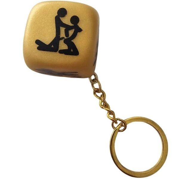 Diablo Picante Passion Dice keychain pose cube gold 30 mm