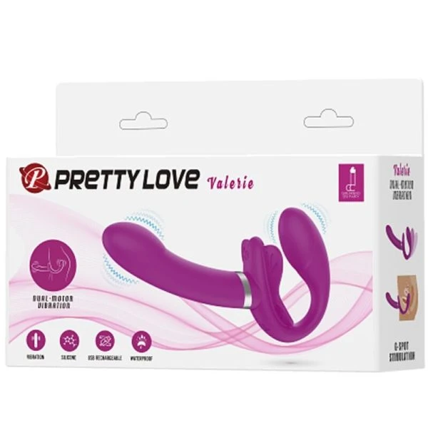 Pretty Love Dubbele Strap-on-Vibrator Valerie 12 Trillingen Paars