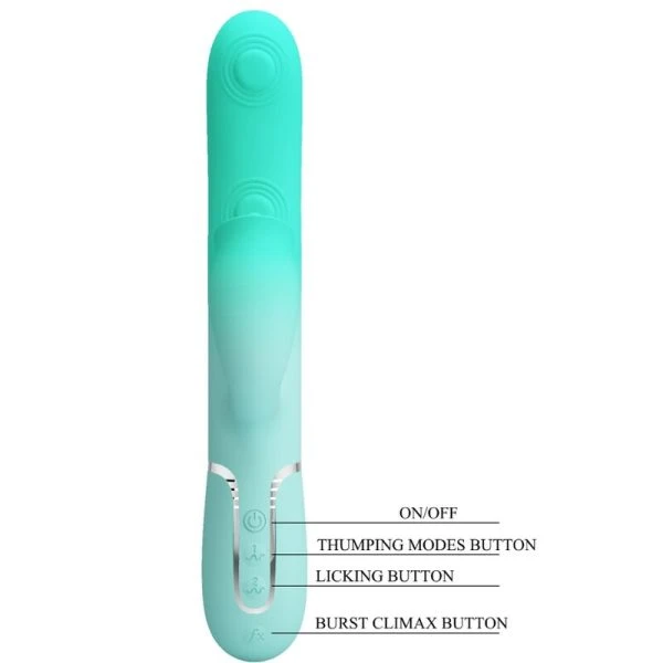 Pretty Love Gigi Multifunctionele Rabbit-Vibrator met Clitorisstimulator Aquagroen