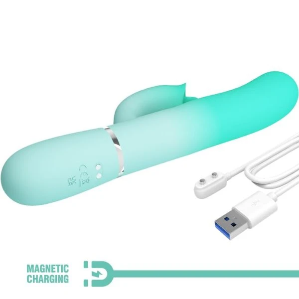 Pretty Love Gigi Multifunctionele Rabbit-Vibrator met Clitorisstimulator Aquagroen