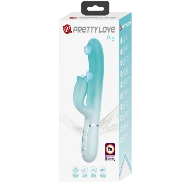 Pretty Love Gigi Multifunctionele Rabbit-Vibrator met Clitorisstimulator Aquagroen