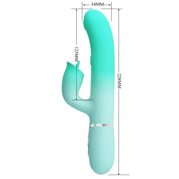 Pretty Love Gigi Multifunctionele Rabbit-Vibrator met Clitorisstimulator Aquagroen