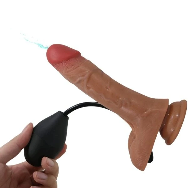 Pretty Love Universal Harness Slip met vibrerende en squirting dildo bruin
