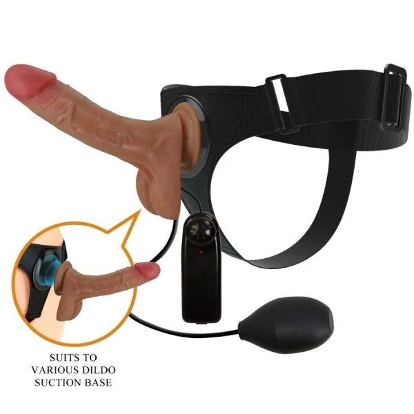 Pretty Love Universal Harness Slip met vibrerende en squirting dildo bruin
