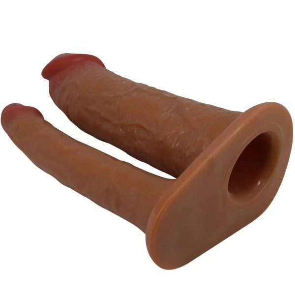 Pretty Love Keaven Harness Slip Universal Double Dildo brown