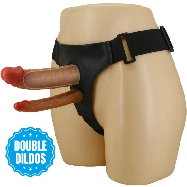 Pretty Love Keaven Harness Slip Universal Double Dildo brown