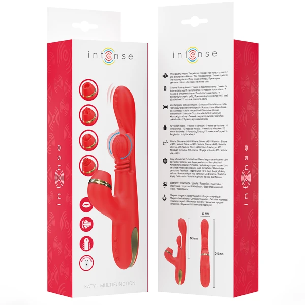 Intense Katy Multifunctionele Clitorisstimulator met 4 koppen rood