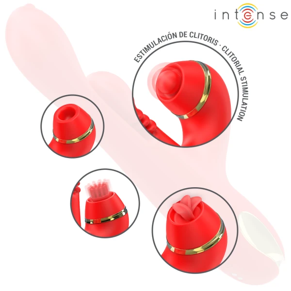 Intense Katy Multifunctionele Clitorisstimulator met 4 koppen rood