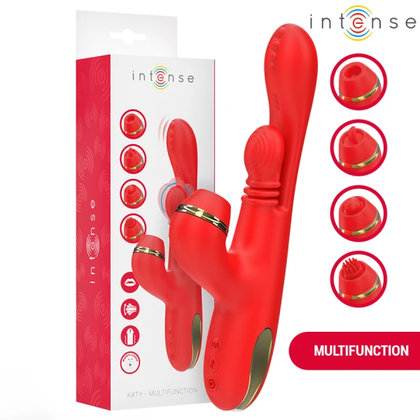 Intense Katy Multifunctionele Clitorisstimulator met 4 koppen rood