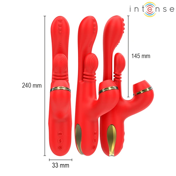 Intense Katy Multifunctionele Clitorisstimulator met 4 koppen rood