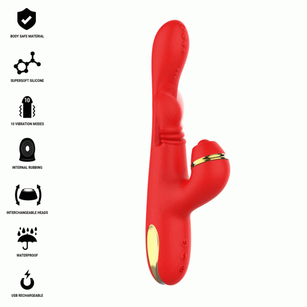 Intense Katy Multifunctionele Clitorisstimulator met 4 koppen rood
