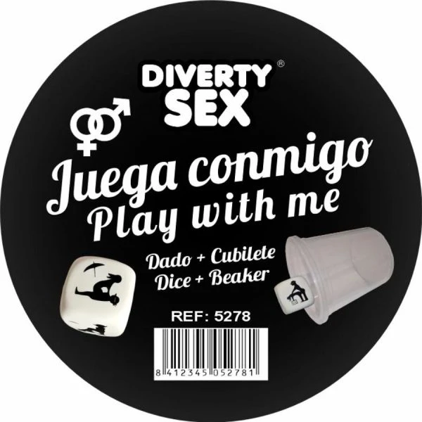 Diablo Picante Erotiekdobbelsteen met standjes en beker wit