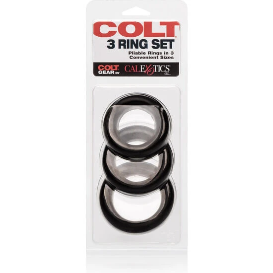Calexotics Colt 3-ringenset van siliconen voor de penis Calexotics Colt 3-ringenset van siliconen voor de penis