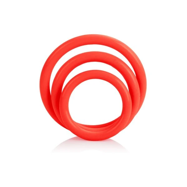 Calexotics Tri-Rings Set of Three Penis Rings Red