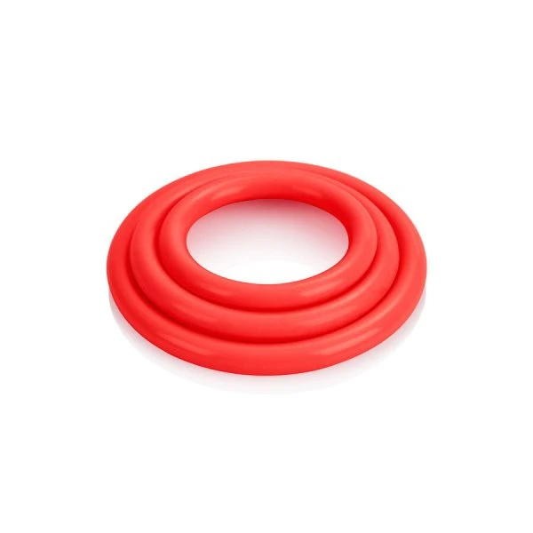 Calexotics Tri-Rings Set of Three Penis Rings Red