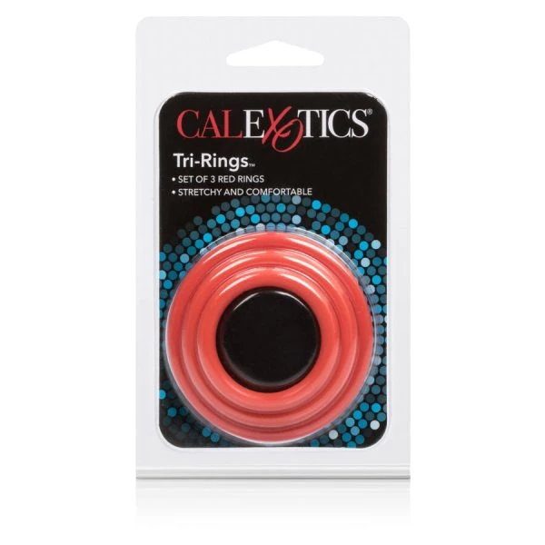 Calexotics Tri-Rings Set of Three Penis Rings Red