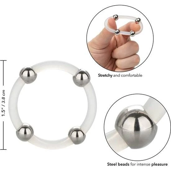 Calexotics Silicone Penis Ring with Steel Beads, Large